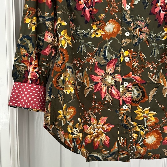 Talbots Cotton Button Front Shirt Splendid Floral Size Plus X‎ 14-16W - Picture 5 of 12